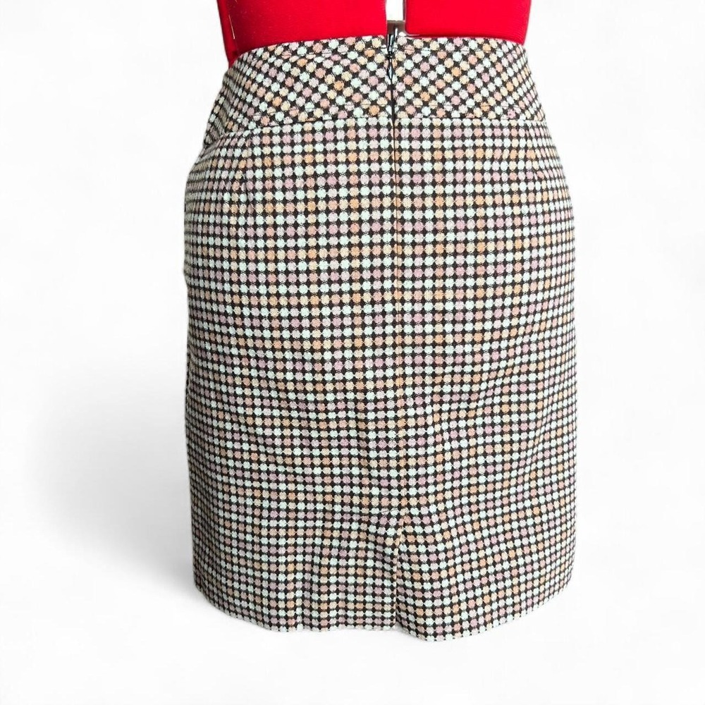 Loft Wool Blend 70s Inspired Geometric Pink & Brown Mini Skirt Pockets Zip - Picture 4 of 8